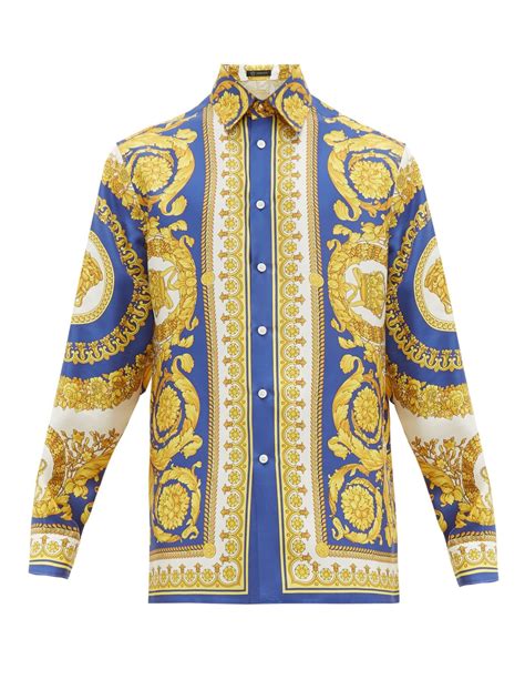 versace collection printed silk dress shirt|Versace silk shirt sale.